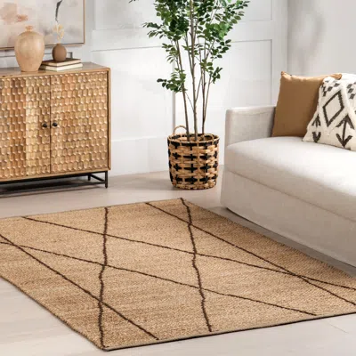 Nuloom Calanthe Abstract Geometric Jute Area Rug In Brown