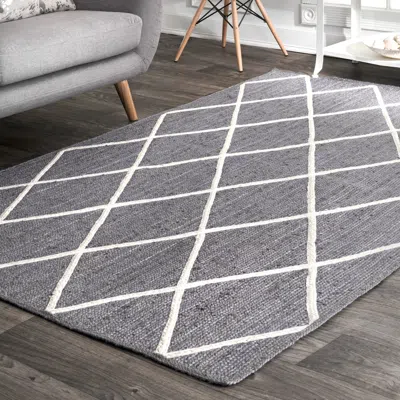 Nuloom Caleb Braided Trellis Jute Area Rug In Gray