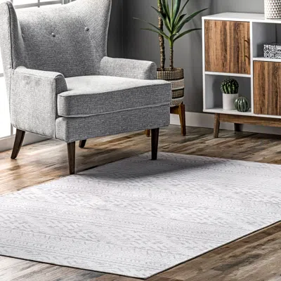 Nuloom Calia Machine Washable Aztec Bands Area Rug In Gray