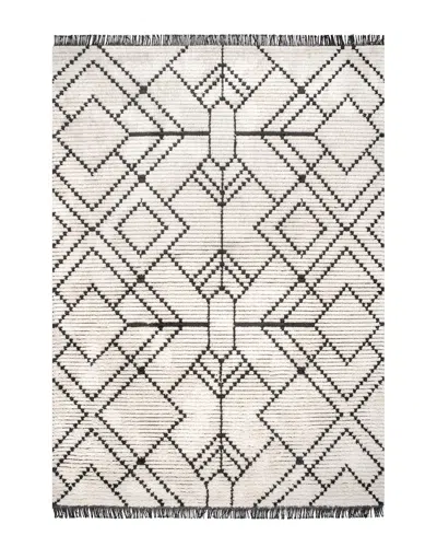 Nuloom Carlina Modern Geometric Soft Shag Fringe Rug In Beige