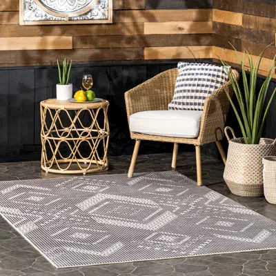 Nuloom Carlita Tribal Machine Washable Indoor/outdoor Area Rug In Brown