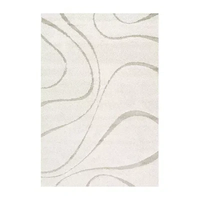 Nuloom Carolyn Modern Waves Indoor Outdoor Rectangular Accent Rug In White
