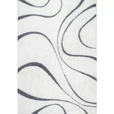 Nuloom Carolyn Modern Waves Indoor Outdoor Rectangular Area Rug In White