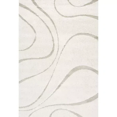 Nuloom Carolyn Modern Waves Indoor Outdoor Rectangular Area Rug In White