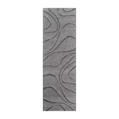 Nuloom Carolyn Modern Waves Indoor Outdoor Rectangular Runner In Gray