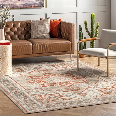 Nuloom Charlotte Faded Medallion Area Rug In Gray