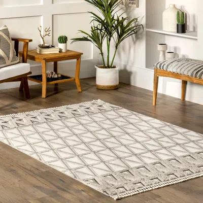 Nuloom Chia Modern Moroccan Tasseled Area Rug In White