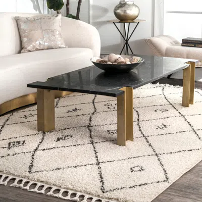 Nuloom Chrissy Moroccan Trellis Tassel Area Rug In Brown