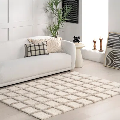 Nuloom Christabel Checkered High-low Shag Area Rug In Neutral