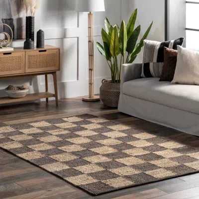 Nuloom Christana Traditional Checkered Jute Area Rug In Brown