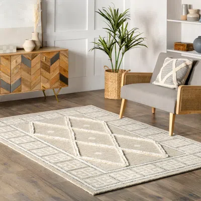 Nuloom Cilla Transitional Diamond Wool Area Rug In Neutral