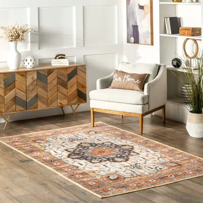Nuloom Cira Traditional Vintage Machine Washable Area Rug In Brown