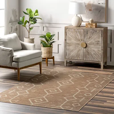 Nuloom Cynna Tribal Easy-jute Machine Washable Area Rug In Brown