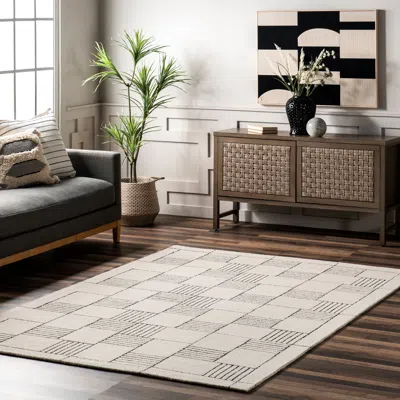 Nuloom Danika Abstract Checkered Wool Area Rug In Gray