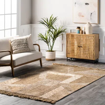 Nuloom Davina Bohemian Tasseled Jute Area Rug In Brown