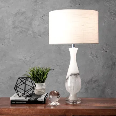 Nuloom Dayton 30" Glass Marbleized Table Lamp In White