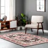Nuloom Deanna Distressed Traditional Medallion Cotton Blend Area Rug