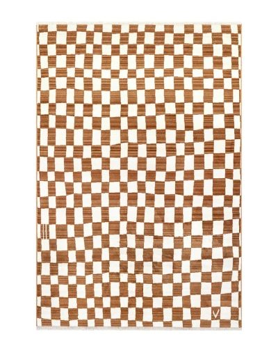 Nuloom Dominique Abstract Checkered Fringe Area Rug In Orange