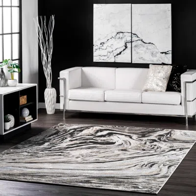 Nuloom Drea Marble Abstract Area Rug In Black