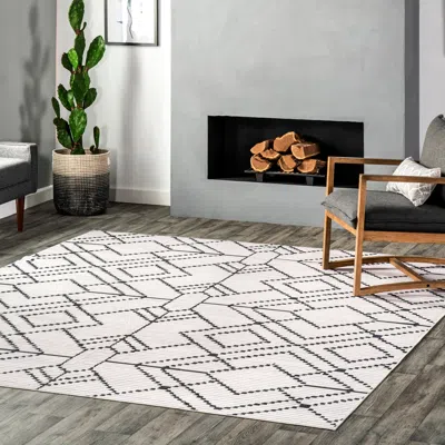 Nuloom Echo Spinclean Multi Diamond Machine Washable Area Rug In White