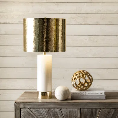 Nuloom Edina 23" Marble & Iron Table Lamp In White