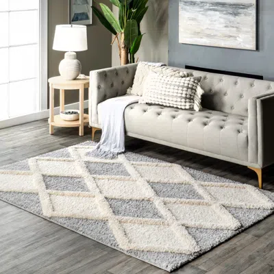 Nuloom Eimile Diamond Trellis Shag Area Rug In Multi