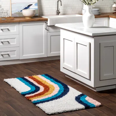 Nuloom Ela Half Rainbow Shag Area Rug In Multi
