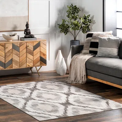 Nuloom Eliise Faded Trellis Machine Washable Area Rug In Gray