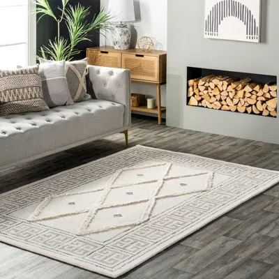 Nuloom Ellsa Mediterranean Diamond Wool Area Rug In Neutral