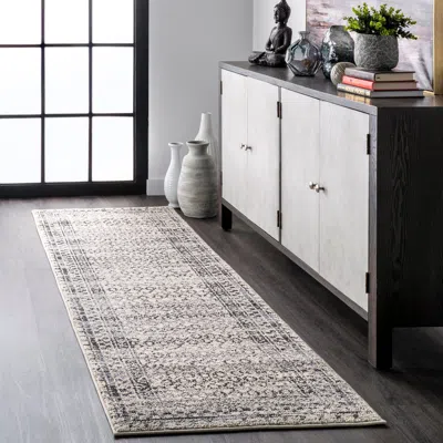Nuloom Elodie Distressed Diamonds Area Rug In Gray