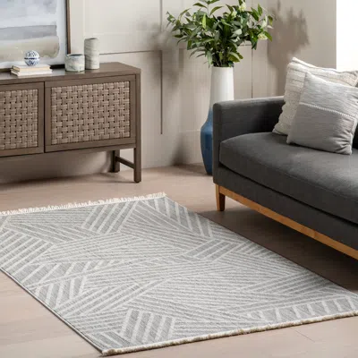 Nuloom Esmeray Modern Geometric Tasseled Area Rug In Gray
