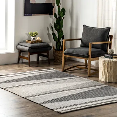 Nuloom Estella Modern Geometric Cotton Flatweave Area Rug In Gray