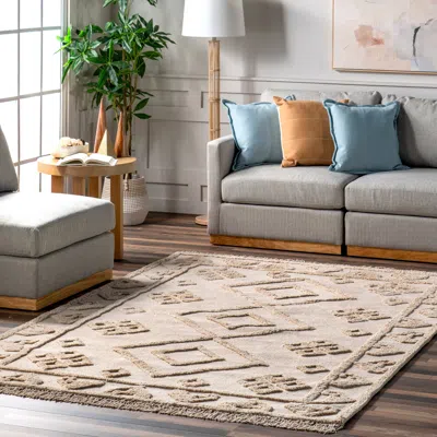 Nuloom Esteri Geometric Cotton Tassel Area Rug In Neutral