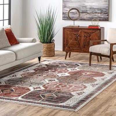 Nuloom Evie Global Inspired Emblem Fringe Area Rug In Gold