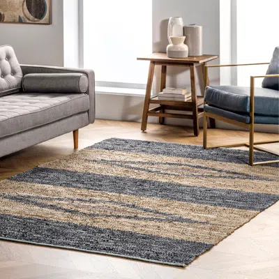 Nuloom Farren Hand Woven Diamond Leather Area Rug In Gray