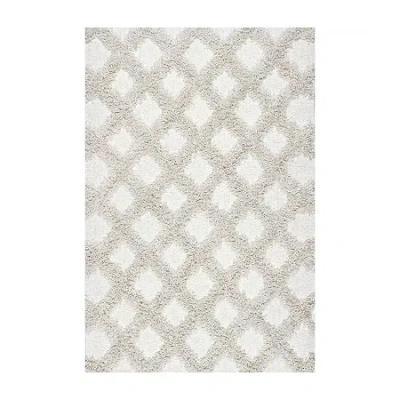 Nuloom Francene Diamond Trellis Shaggy Rectangularrug In White