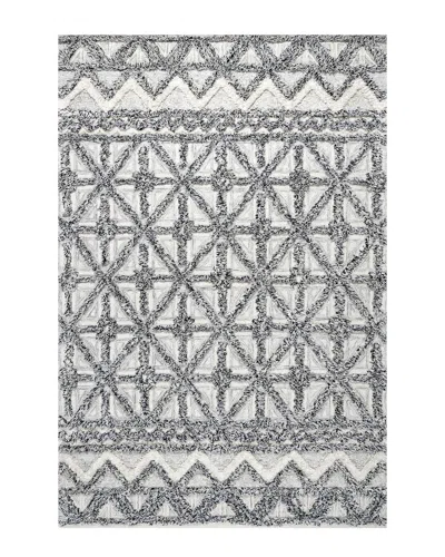 Nuloom Giselle High-low Shaggy Wool Geometric Trellis Area Rug Wool-blend Rug In Gray