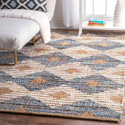 Nuloom Hand Braided Marla Denim And Jute Diamondsrug In Gray