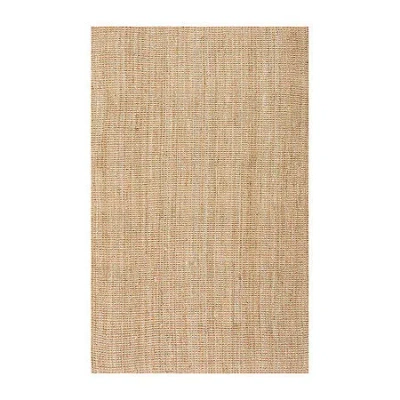 Nuloom Hand Woven Ashli Solid Jute Rug In White