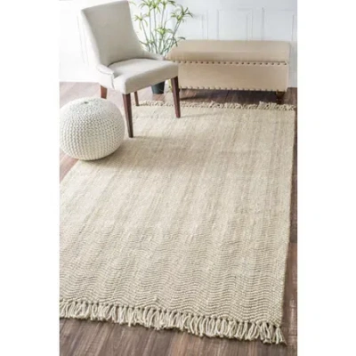 Nuloom Hand Woven Don Jute With Fringe Rug In Neutral
