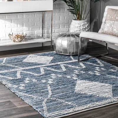 Nuloom Hand Woven Juanita Cotton Area Rug In Blue