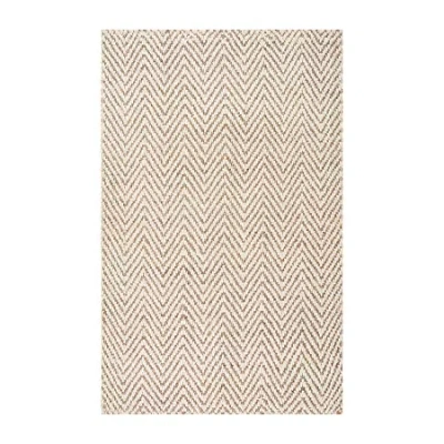 Nuloom Hand Woven Vania Chevron Jute Rug In Brown