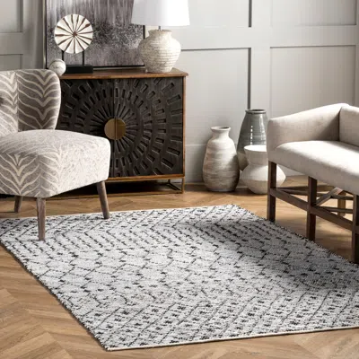 Nuloom Hartford Leather Moroccan Flatweave Area Rug In Gray