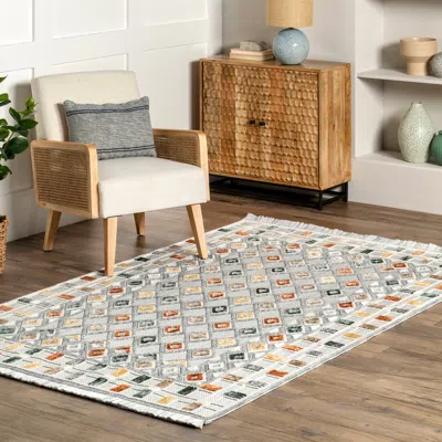 Nuloom Henny Diamond And Stripes Fringe Area Rug In Multi