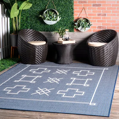 Nuloom Hillary Geometric Tribal Indoor/outdoor Area Rug In Blue