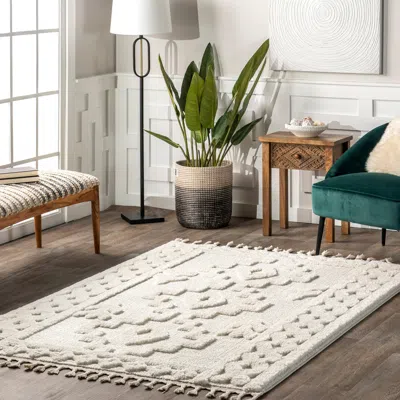 Nuloom Janece Casual Striped Jute Area Rug In White