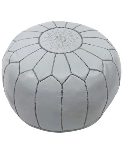 Nuloom Jerrie Moroccan Leather Ottoman In Gray