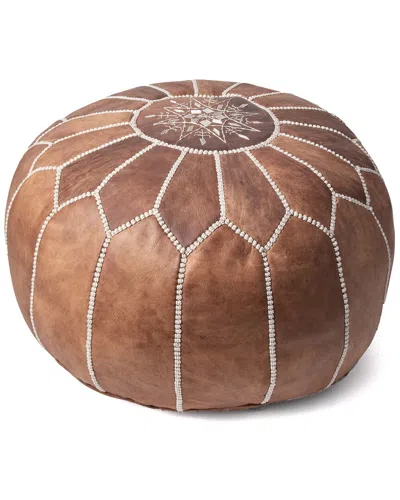 Nuloom Jerrie Moroccan Leather Ottoman