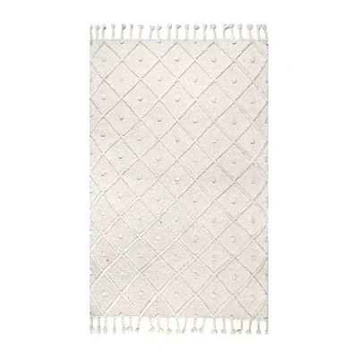 Nuloom Jinny Trellis Tassel Loomed Rug In Neutral