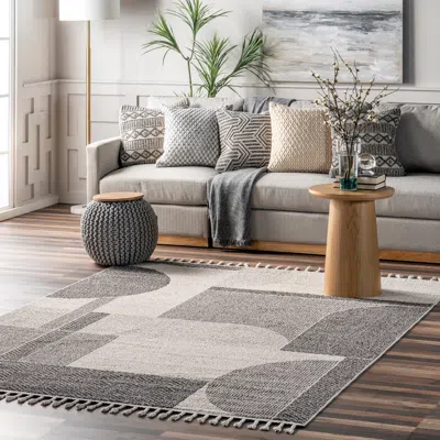 Nuloom Joëlle Abstract Braided Tasseled Area Rug In Gray